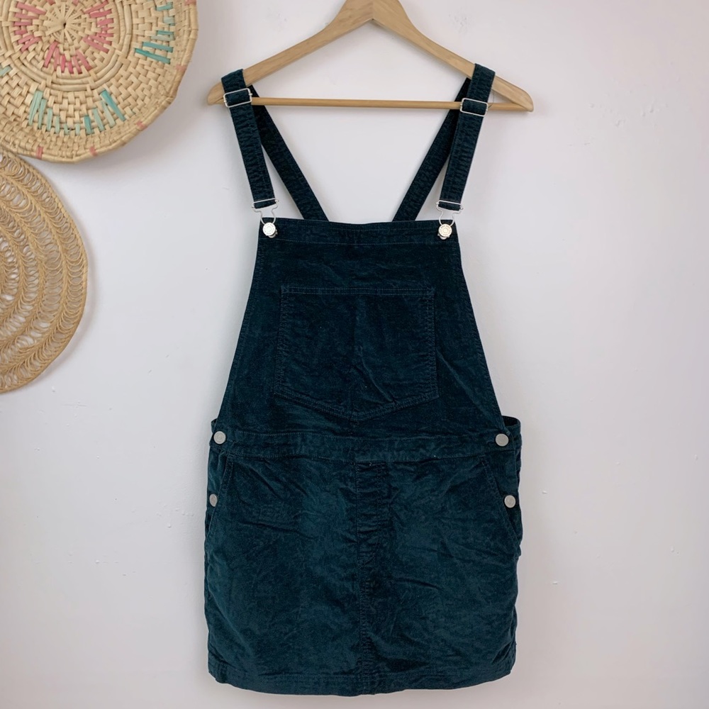 Urban outfitters green velvet overall dress